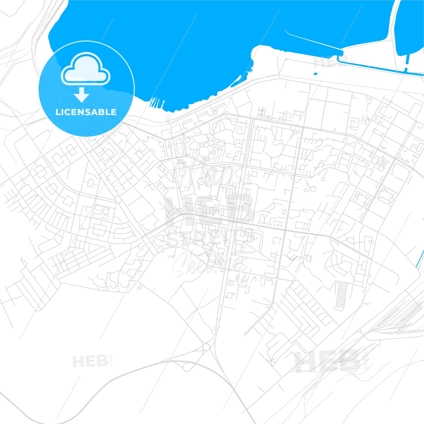 Temirtau, Kazakhstan bright two-toned vector map