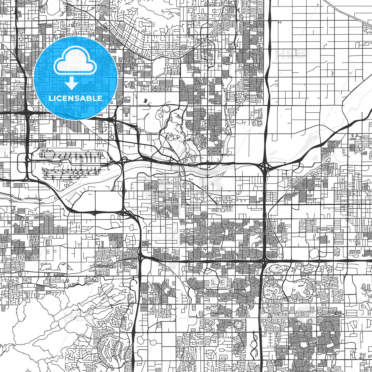 Tempe, Arizona - Area Map - Light