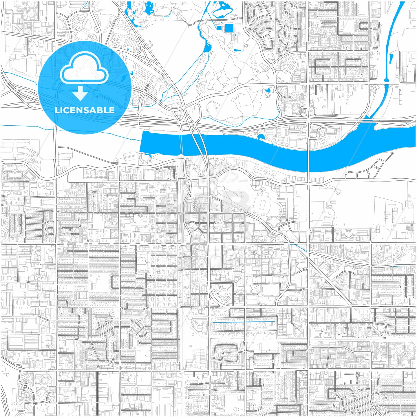 Tempe, Arizona, United States, city map with high quality roads.