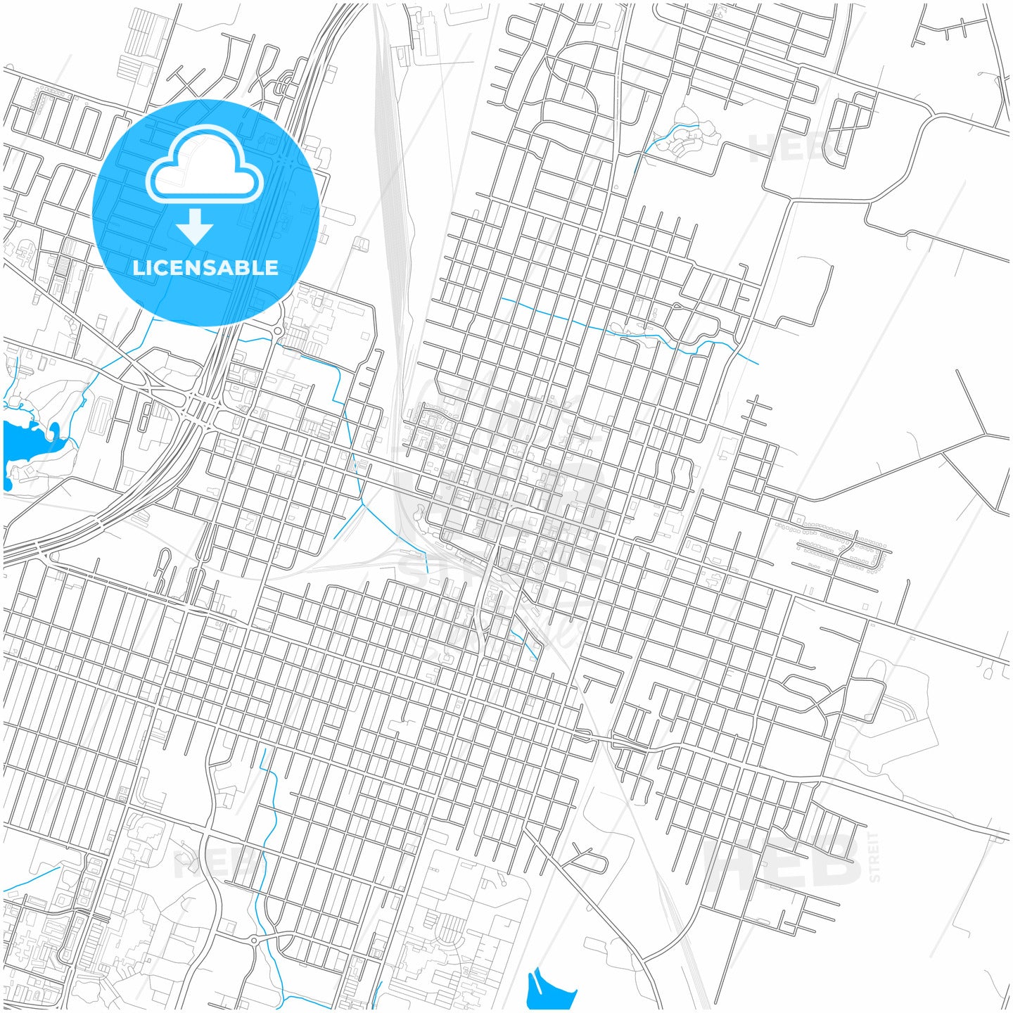 Temple, Texas, United States, city map with high quality roads.