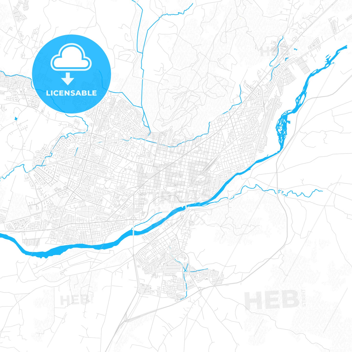 Temuco, Chile PDF vector map with water in focus