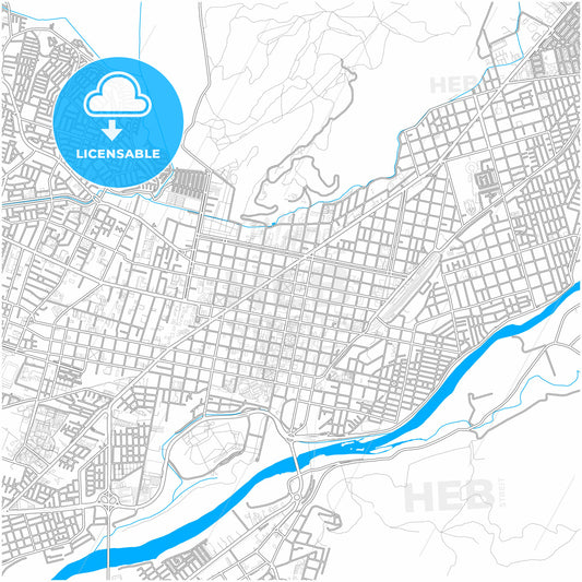 Temuco, Chile, city map with high quality roads.