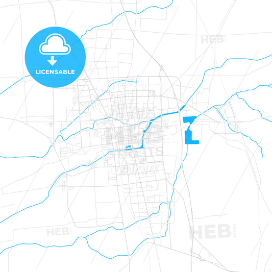 Tengzhou, China PDF vector map with water in focus
