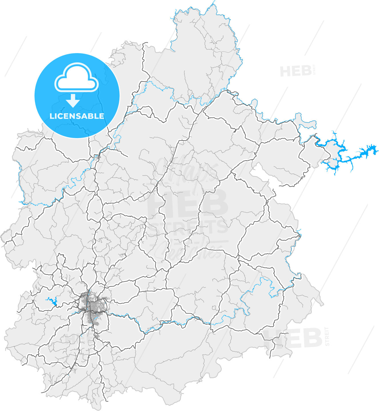 Teofilo Otoni, Brazil, high quality vector map