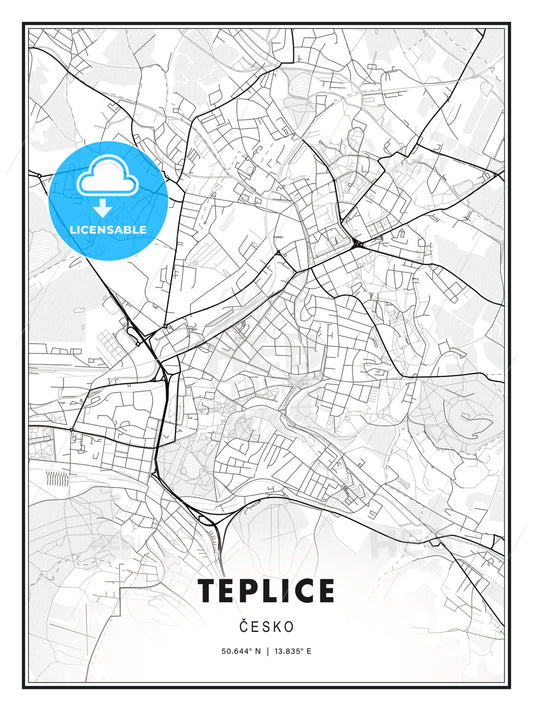 Teplice, Czechia, Modern Print Template in Various Formats - HEBSTREITS Sketches
