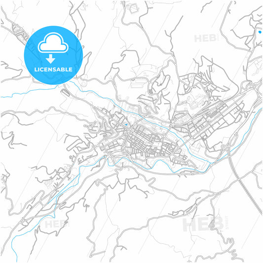 Teramo, Abruzzo, Italy, city map with high quality roads.