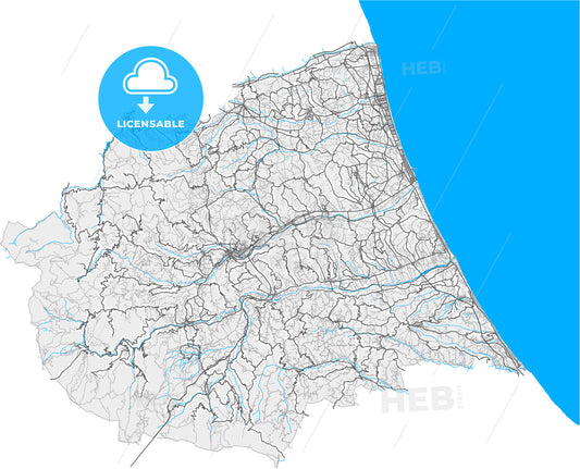 Teramo, Abruzzo, Italy, high quality vector map