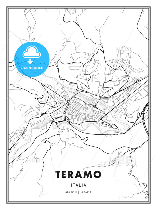 Teramo, Italy, Modern Print Template in Various Formats - HEBSTREITS Sketches