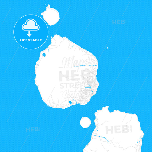 Ternate, Indonesia PDF vector map with water in focus