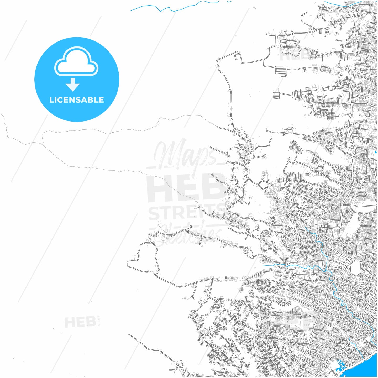 Ternate, North Maluku, Indonesia, city map with high quality roads.