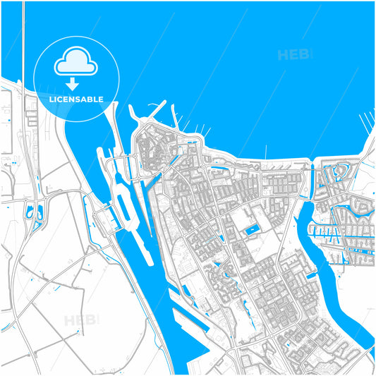 Terneuzen, Zeeland, Netherlands, city map with high quality roads.