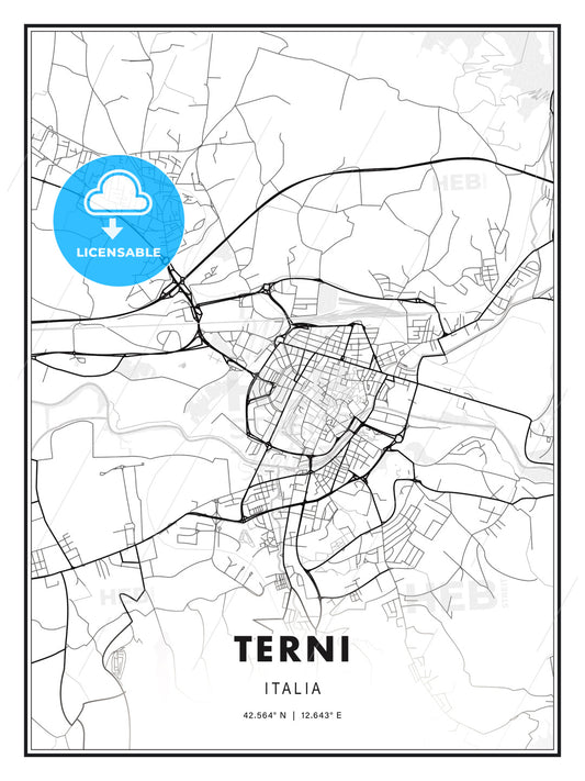 Terni, Italy, Modern Print Template in Various Formats - HEBSTREITS Sketches