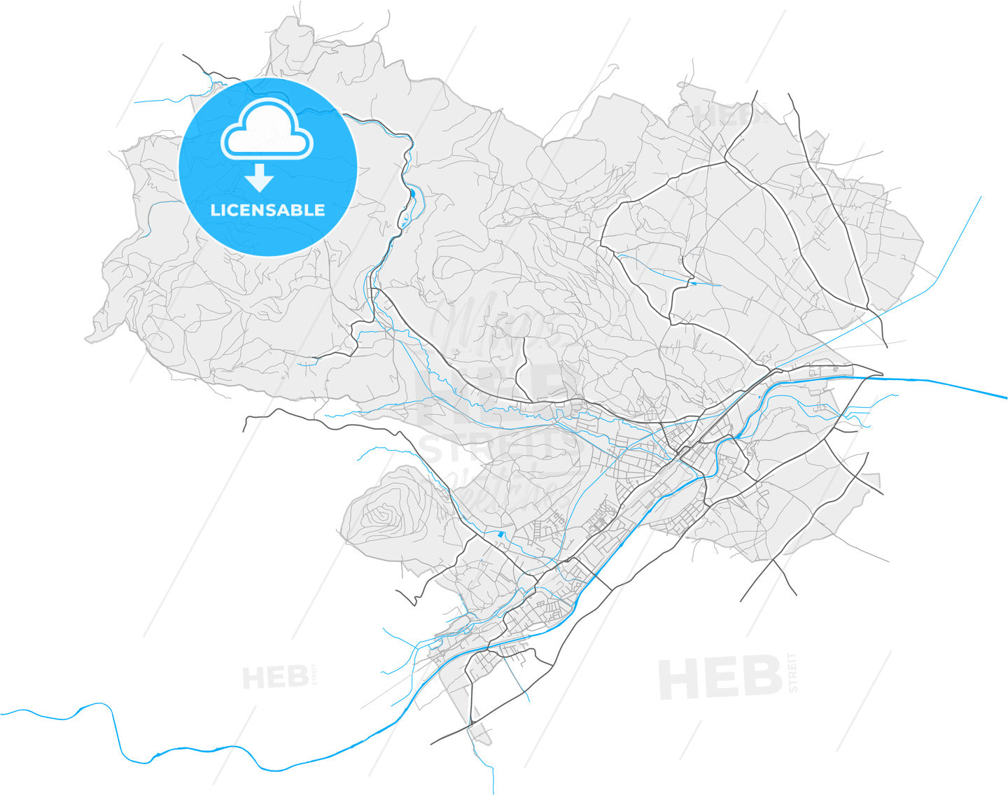 Ternitz, Lower Austria, Austria, high quality vector map