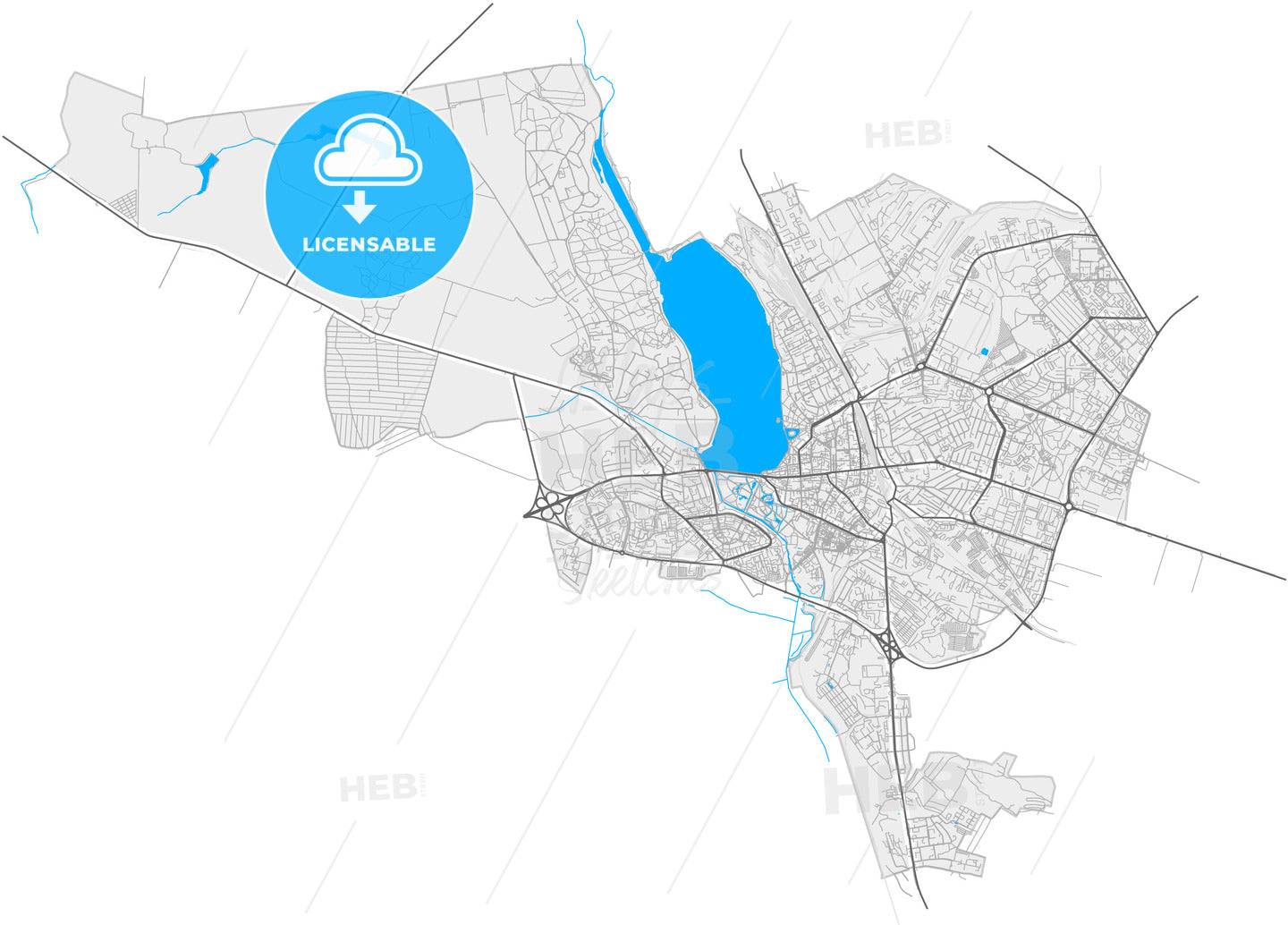 Ternopil, Ternopil Oblast, Ukraine, high quality vector map