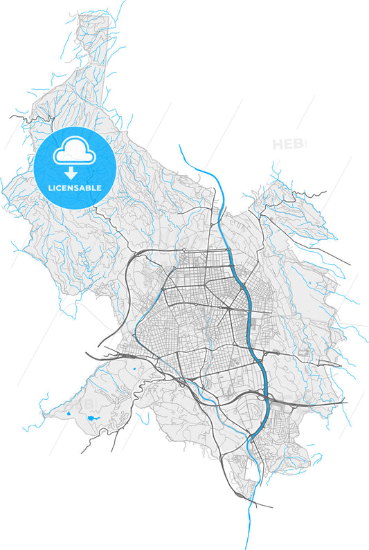 Terrassa, Barcelona, Spain, high quality vector map