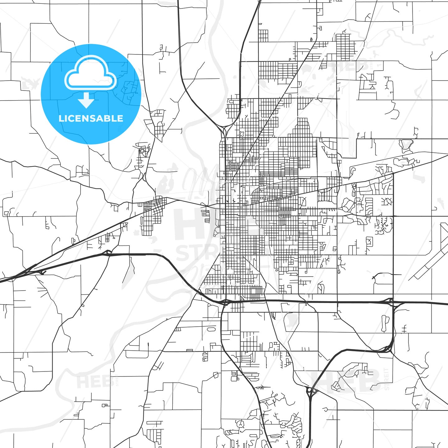 Terre Haute, Indiana - Area Map - Light