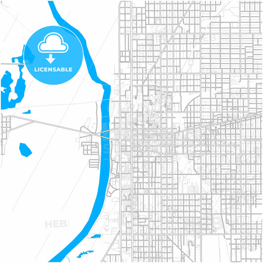 Terre Haute, Indiana, United States, city map with high quality roads.