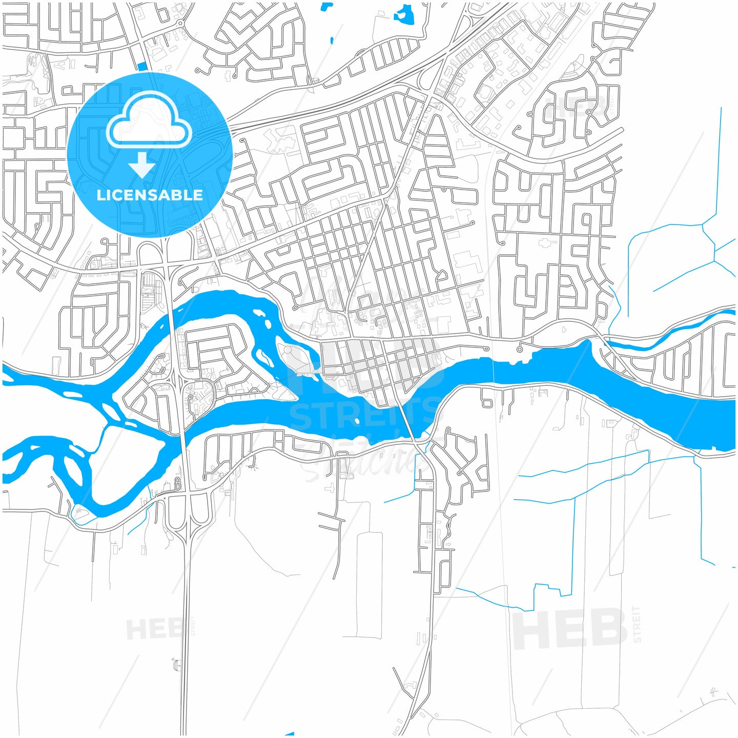 Terrebonne, Quebec, Canada, city map with high quality roads.