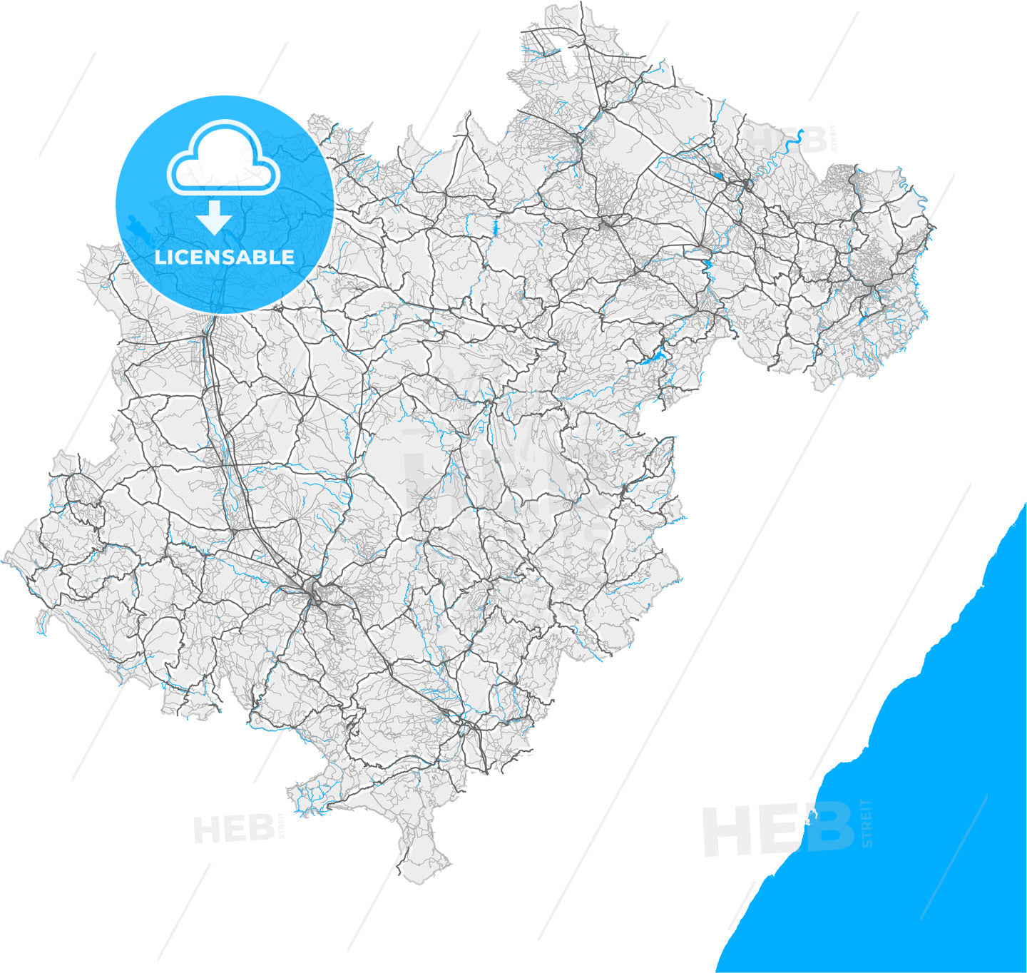 Teruel, Spain, high quality vector map