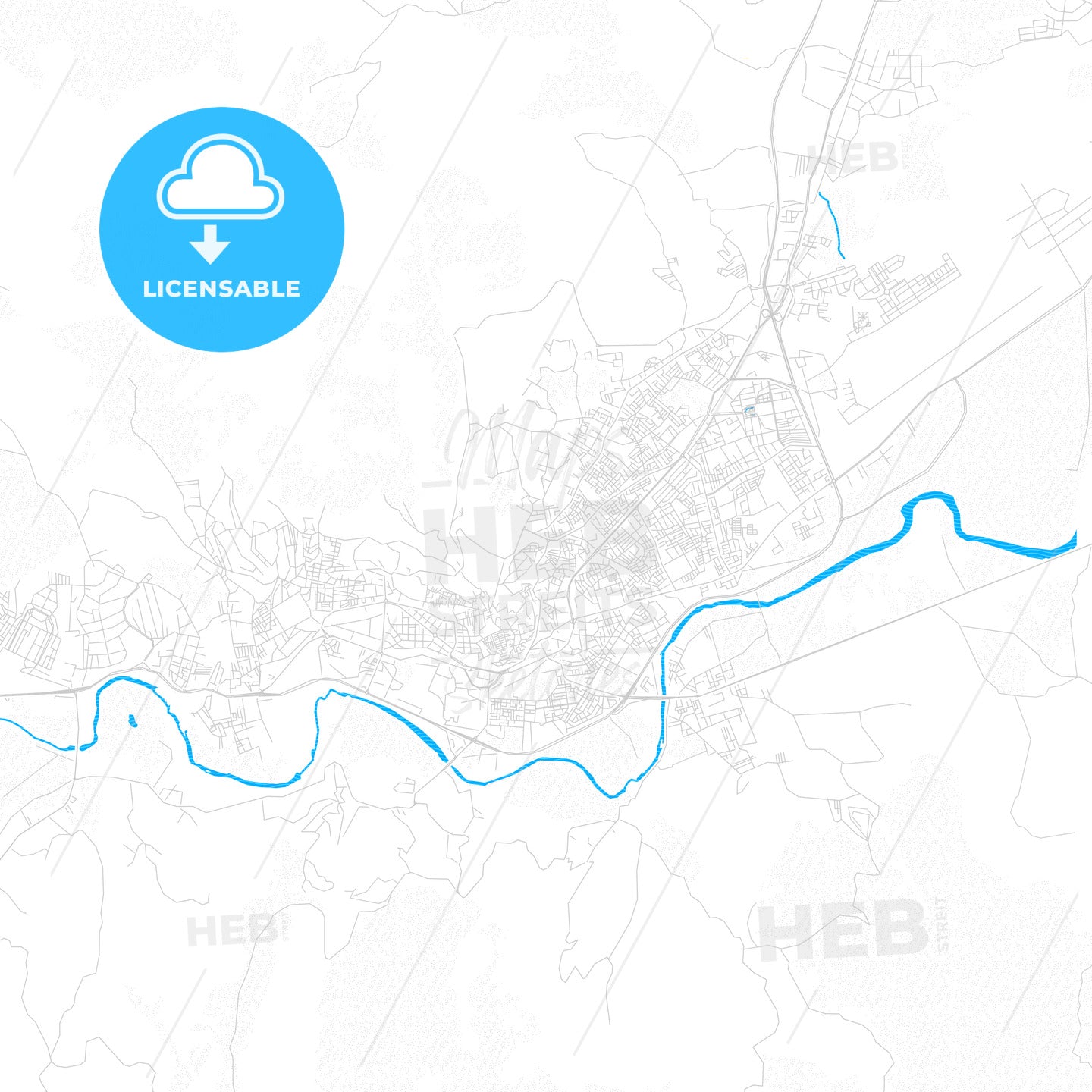 Tetouan, Morocco PDF vector map with water in focus