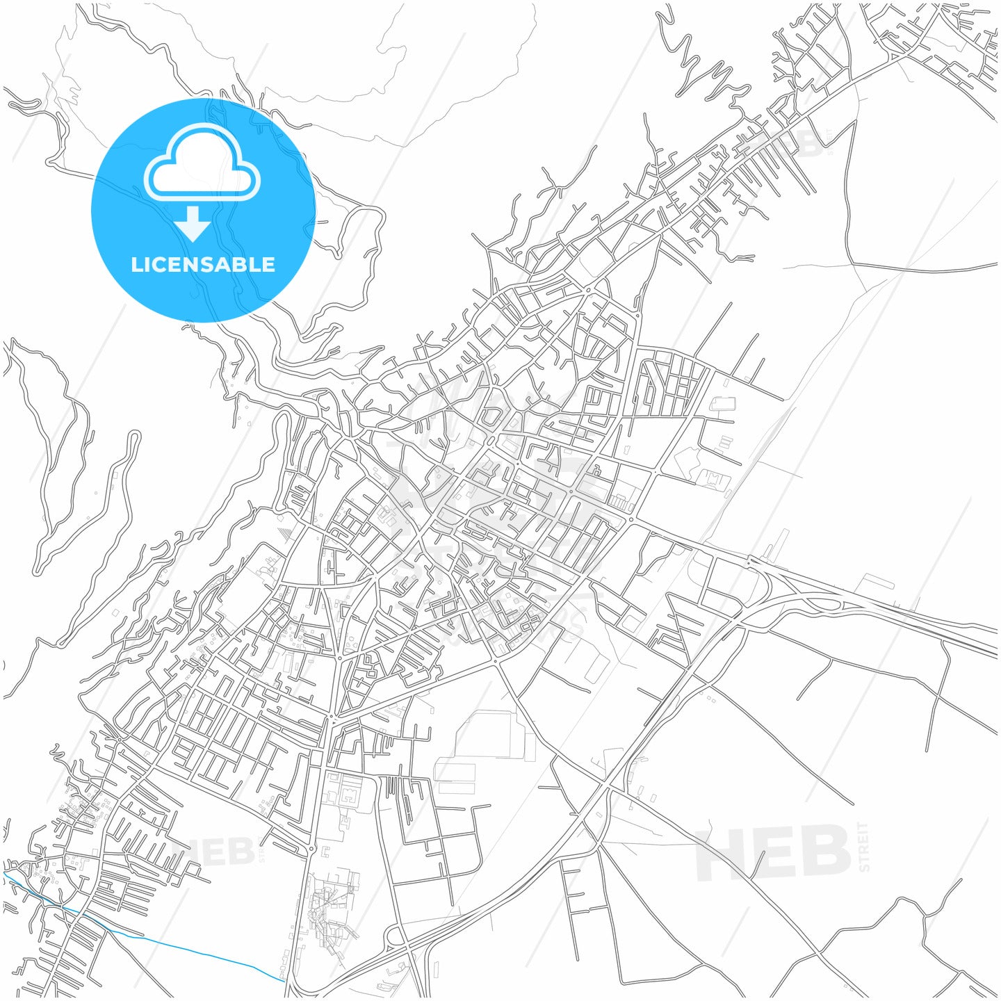 Tetovo, North Macedonia, city map with high quality roads.