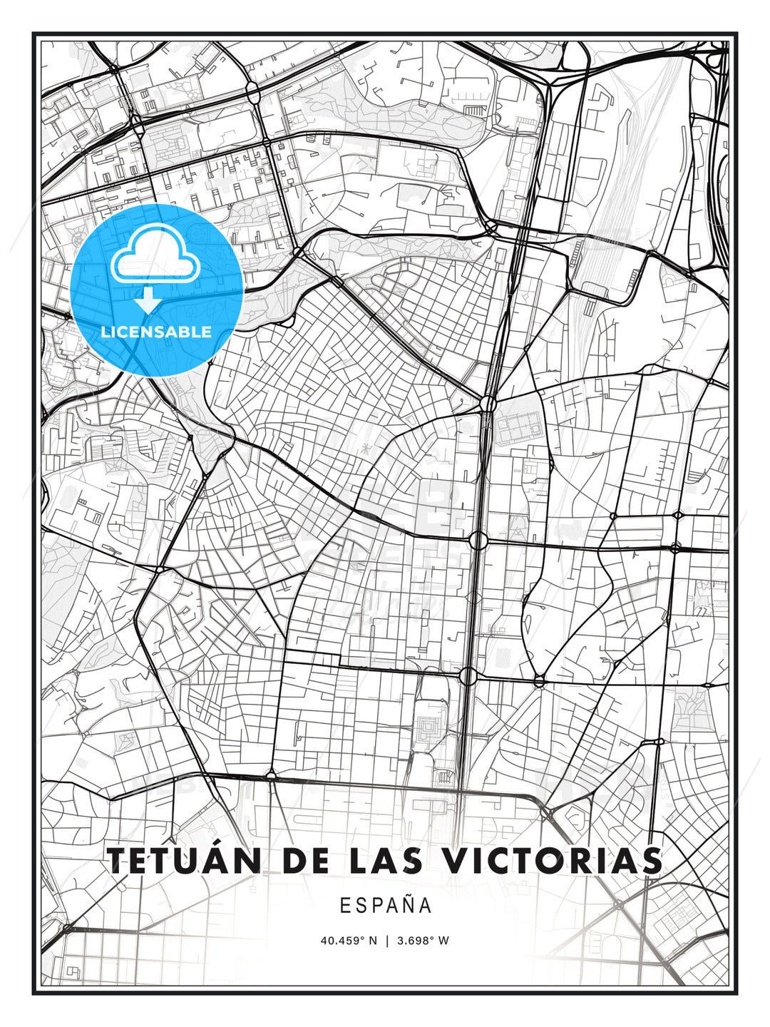 Tetuán de las Victorias, Spain, Modern Print Template in Various Formats - HEBSTREITS Sketches