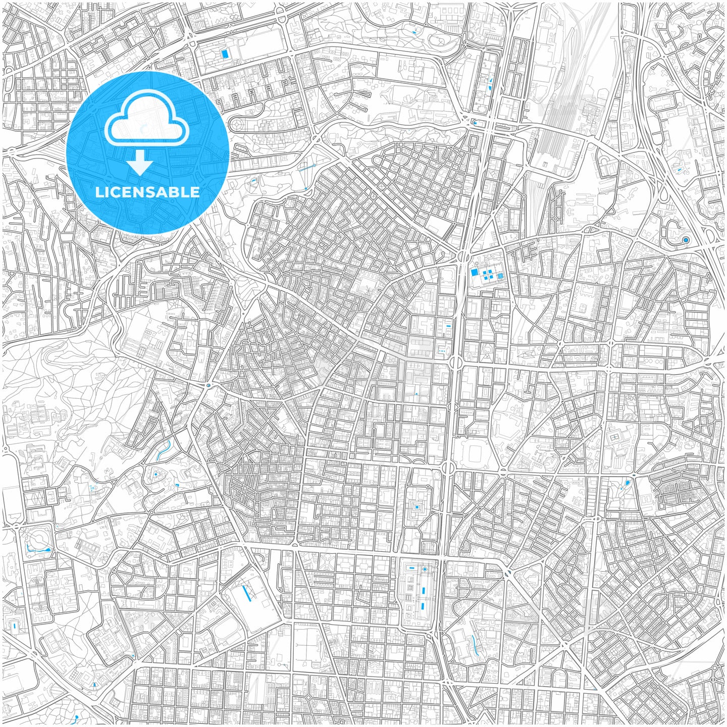 Tetuán de las Victorias, Madrid, Spain, city map with high quality roads.