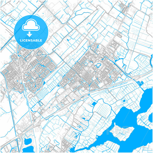 Teylingen, South Holland, Netherlands, city map with high quality roads.