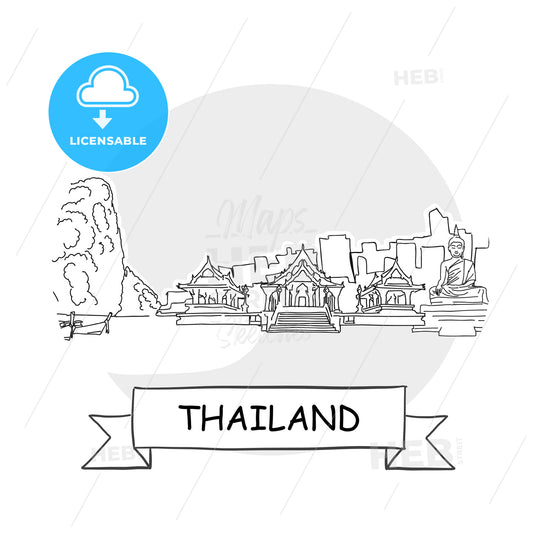 Thailand hand-drawn urban vector sign – instant download