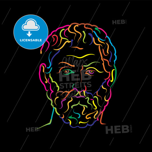 Thales Of Miletus Crazy Colorful Outline Vector Drawing