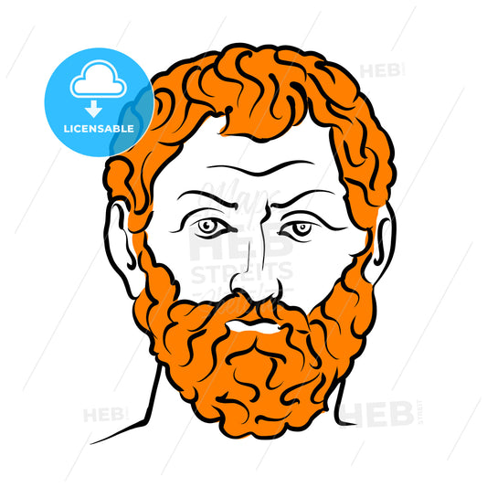 Thales Of Miletus Vector Drawing With Surface For Hair