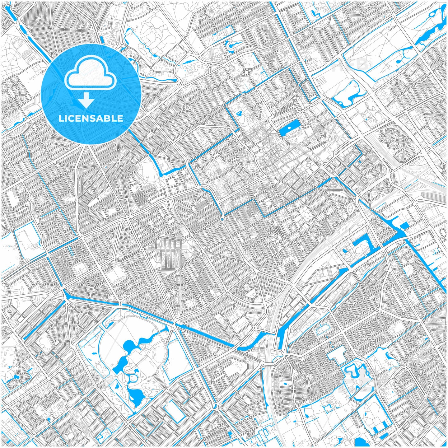 The Hague, South Holland, Netherlands, city map with high quality roads.