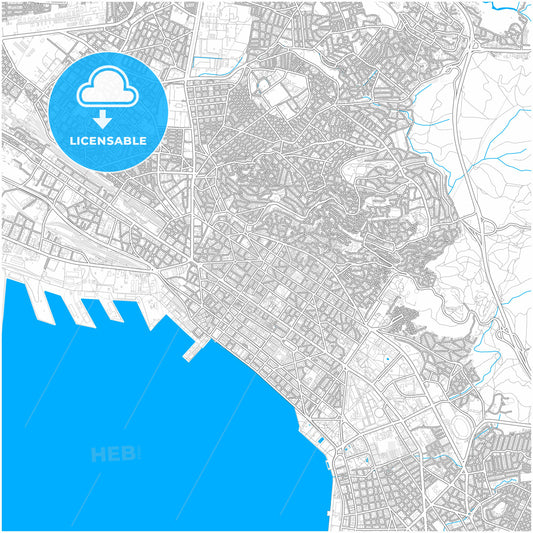  Thessaloniki, Central Macedonia, Greece, city map with high quality roads.