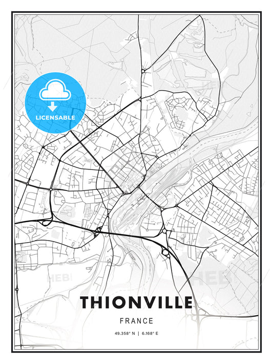Thionville, France, Modern Print Template in Various Formats - HEBSTREITS Sketches