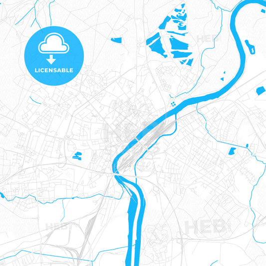 Thionville, France PDF vector map with water in focus