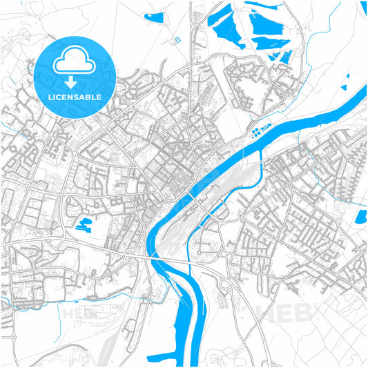 Thionville, Moselle, France, city map with high quality roads.