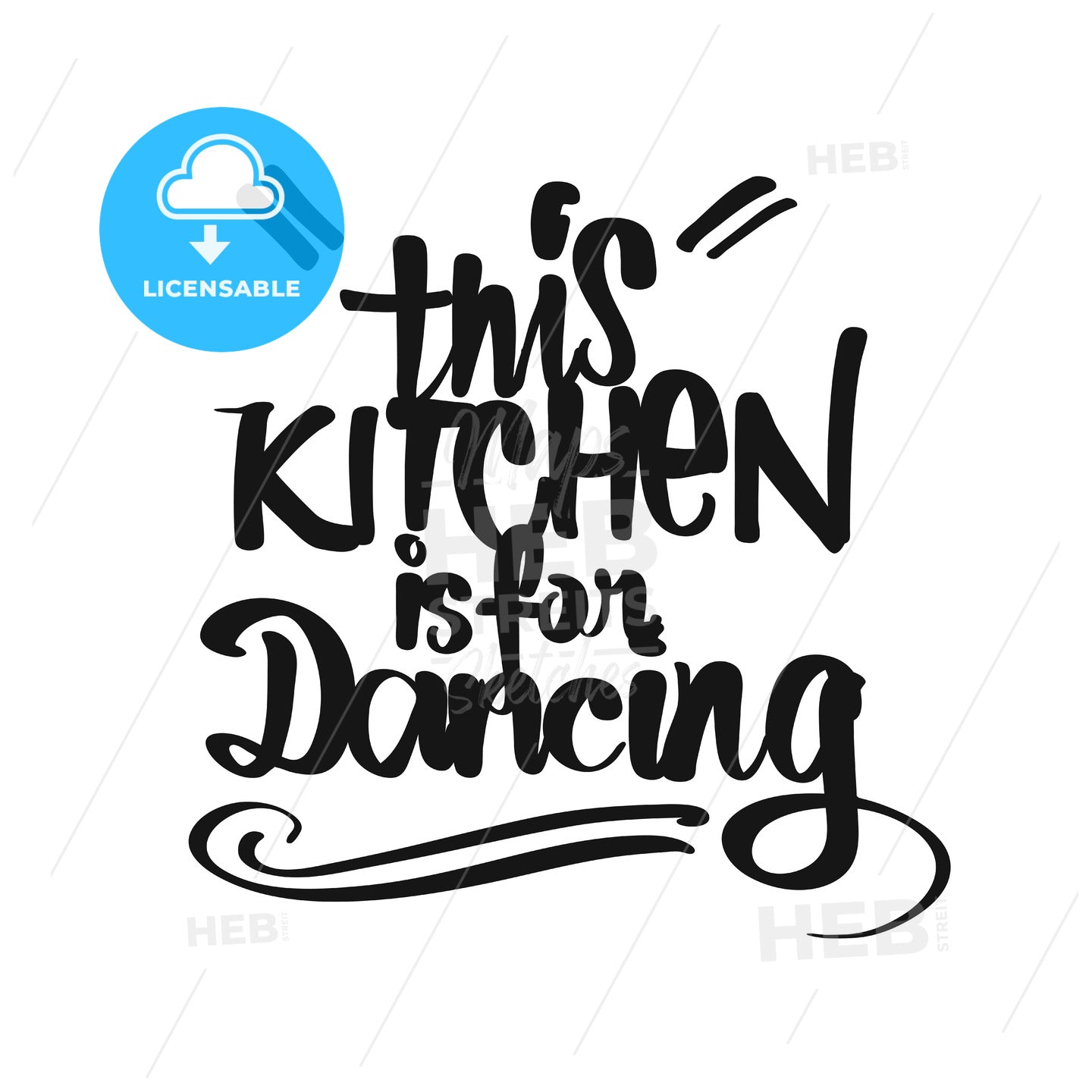 This Kitchen Is For Dancing handwritten lettering – instant download