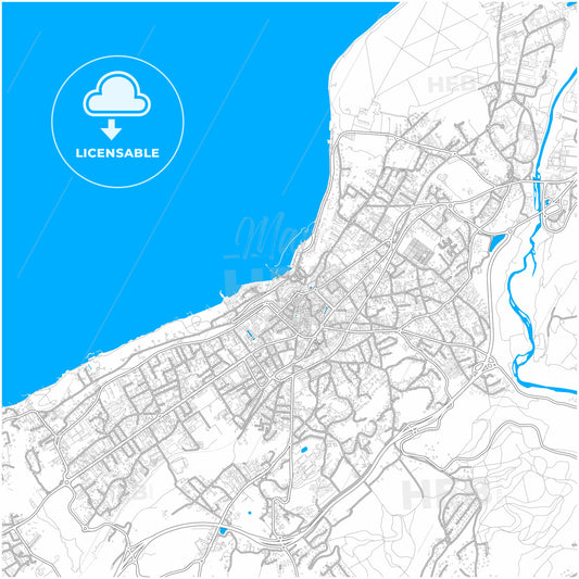 Thonon-les-Bains, Haute-Savoie, France, city map with high quality roads.