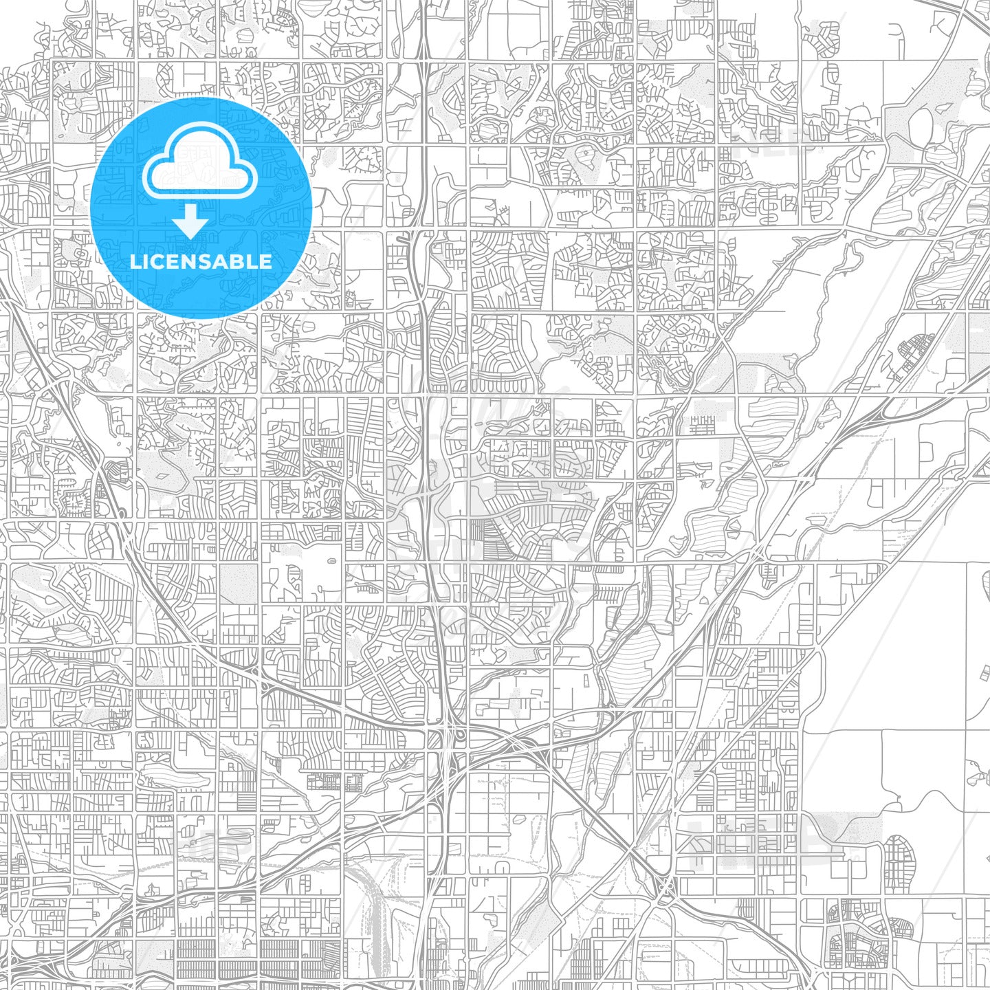 Thornton, Colorado, USA, bright outlined vector map