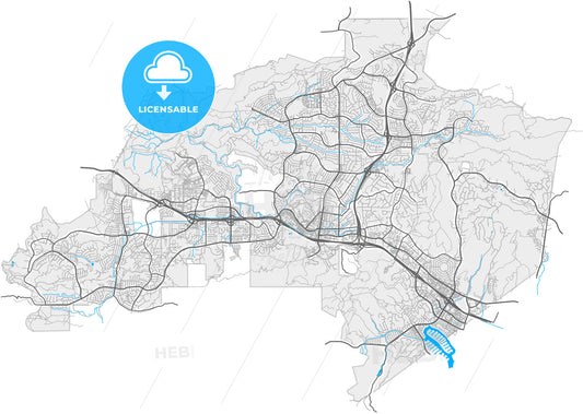 Thousand Oaks, California, United States, high quality vector map