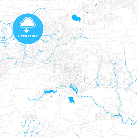 Thousand Oaks, California, United States, PDF vector map with water in focus