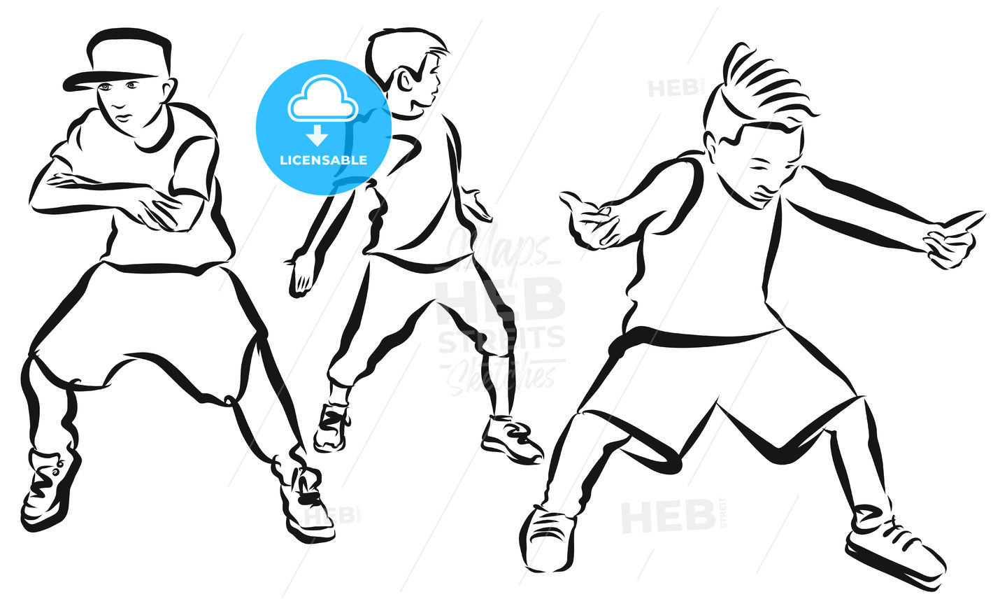 Three Boys, coloring Page, Hip Hop Choreography – instant download