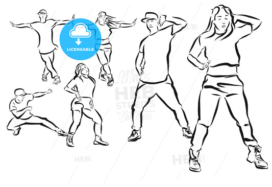 Three Poses Duett, Hip Hop Choreography Coloring Page – instant download