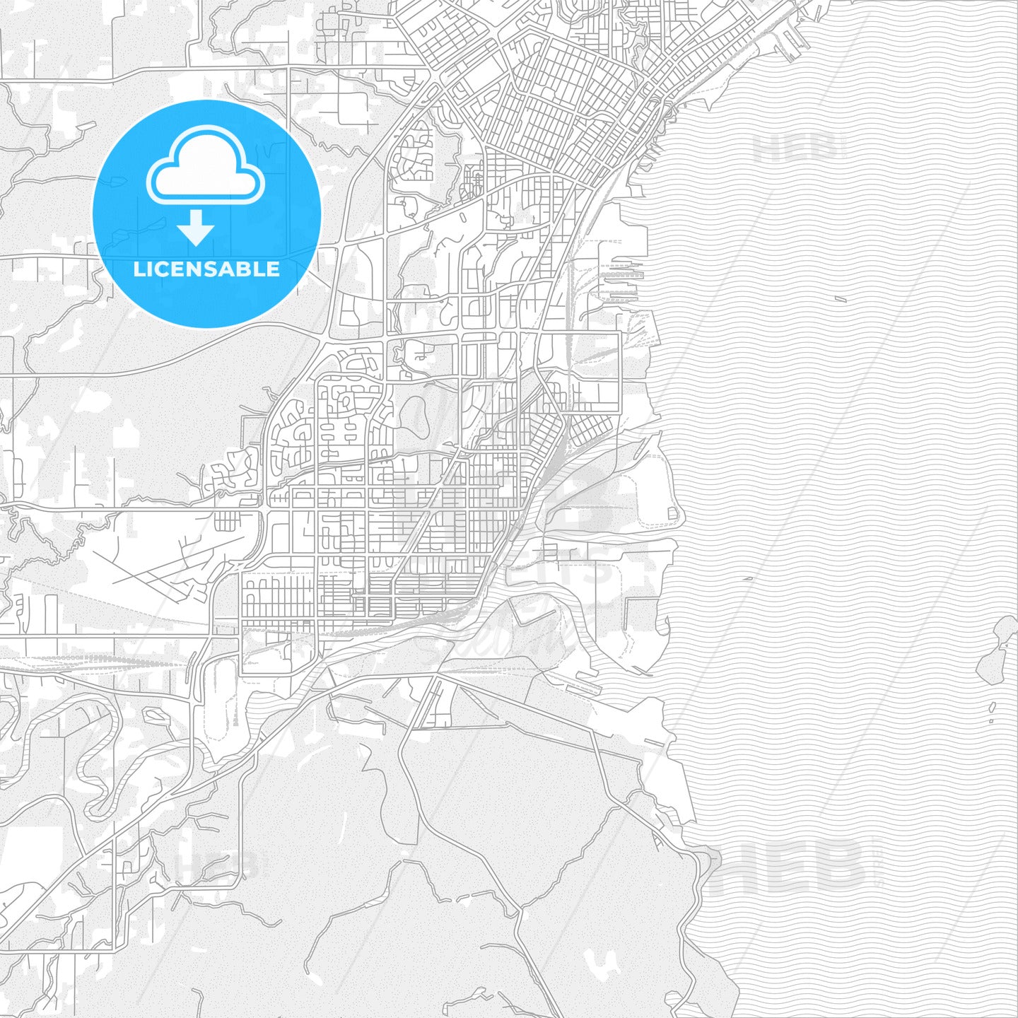 Thunder Bay, Ontario, Canada, bright outlined vector map