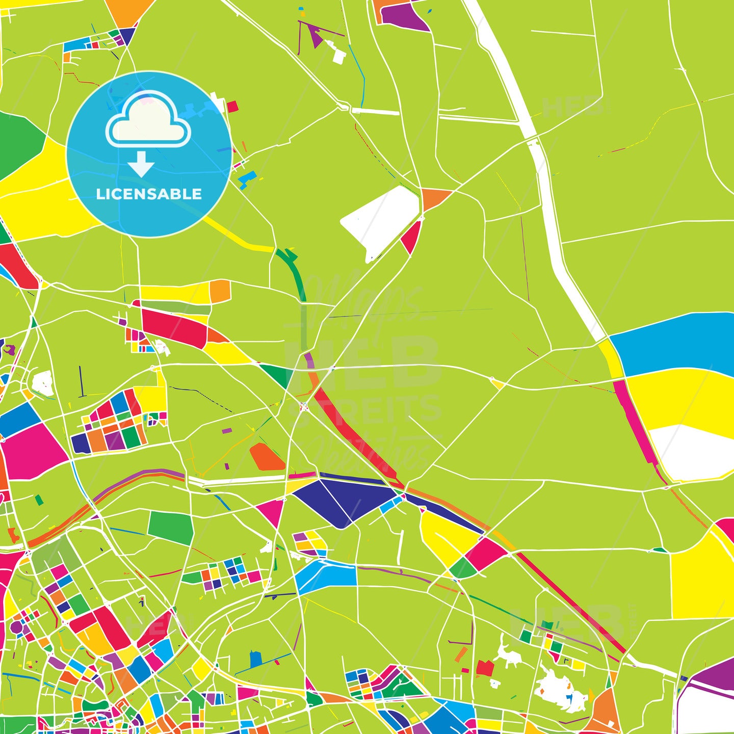 Tianjin, China, colorful vector map