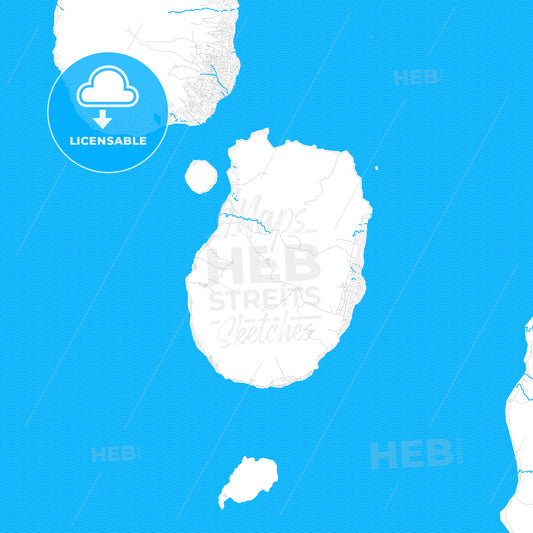 Tidore, Indonesia PDF vector map with water in focus