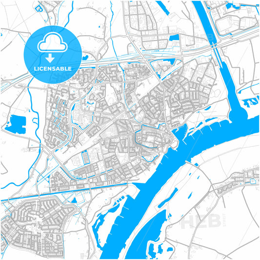 Tiel, Gelderland, Netherlands, city map with high quality roads.