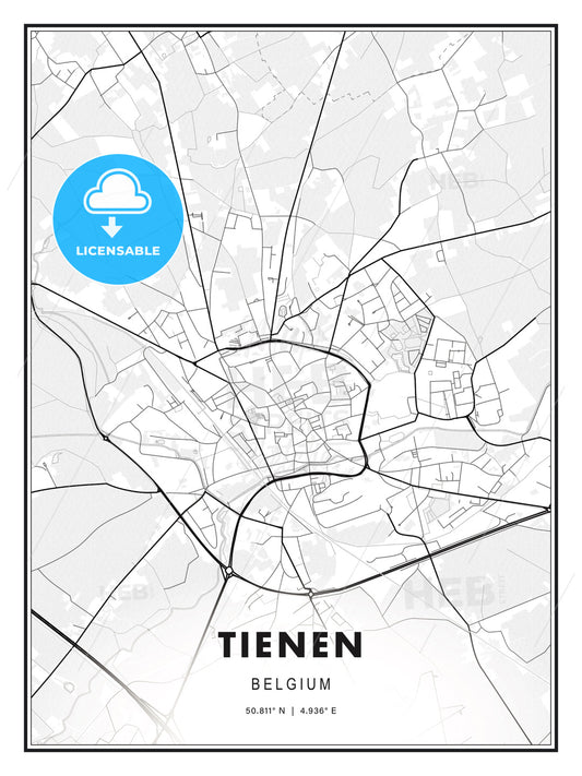 Tienen, Belgium, Modern Print Template in Various Formats - HEBSTREITS Sketches