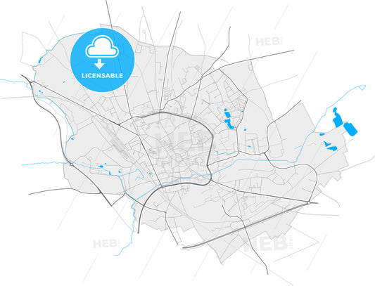 Tienen, Flemish Brabant, Belgium, high quality vector map