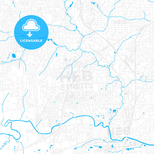 Tigard, Oregon, United States, PDF vector map with water in focus